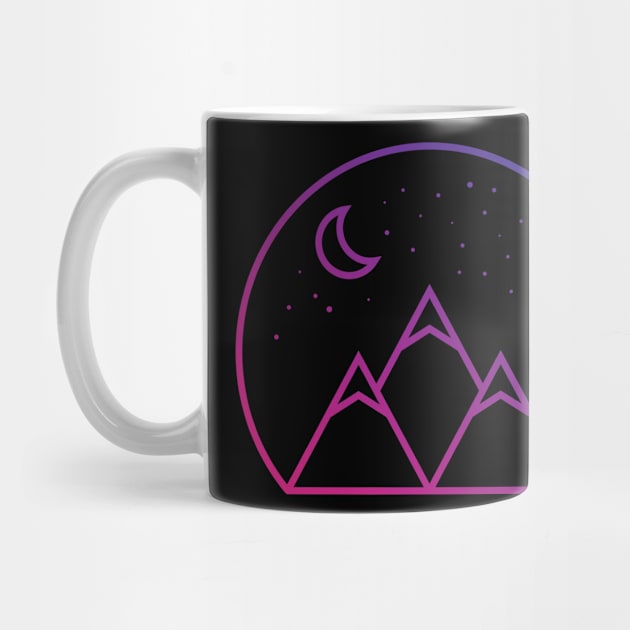 Mountain Moonlight Geometric Mountaineering Nature Lover Hiker Adventure Backpacker Outdoor Camper Design Gift Idea by c1337s